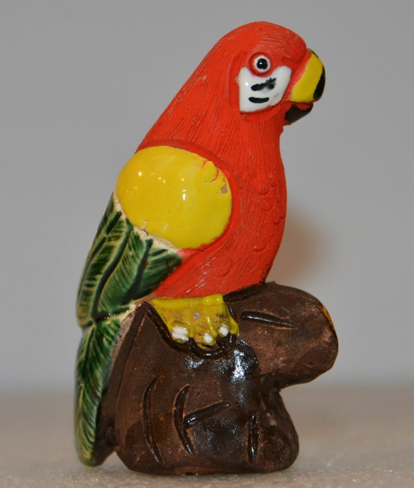 Tiny Red Parrot Ornament Sculpture 3.25" tall