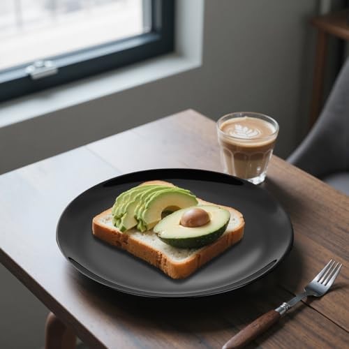 PULOTE Plastic Plates - Include 30 Dinner and 30 Dessert Plates 60 PCS Black