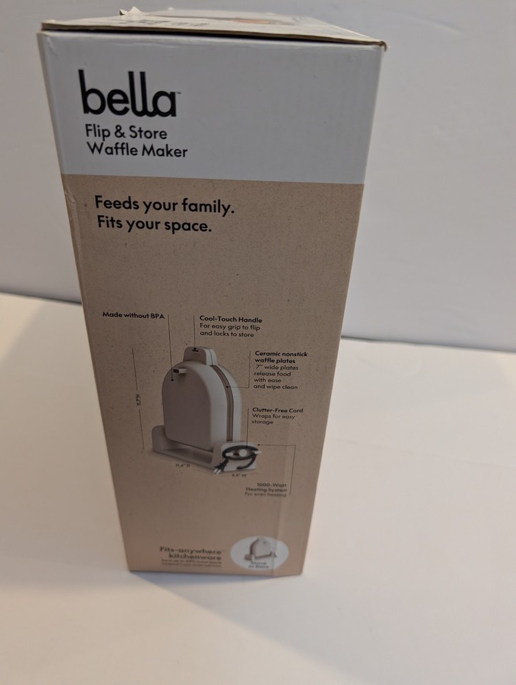 Bella Flip & Store Waffle Maker Ceramic Nonstick-White