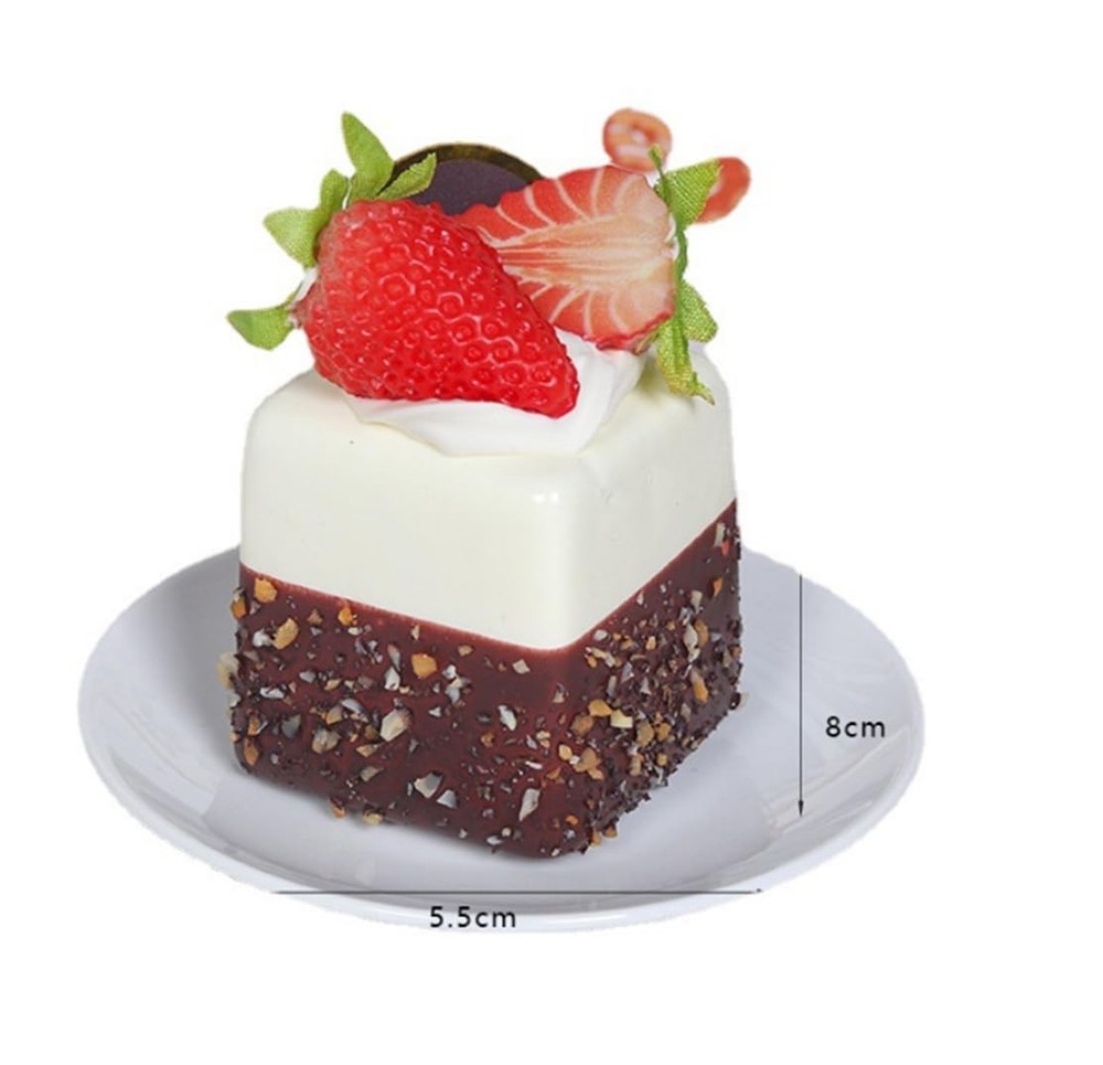 Skyseen 4PCS Artificial Chocolate Fruit Cake Fake Cupcake Model Medium, A