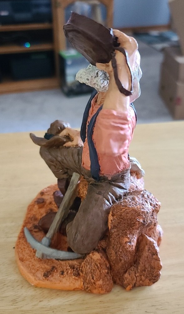 Hand Painted White Plaster Old Prospector Taking A Break