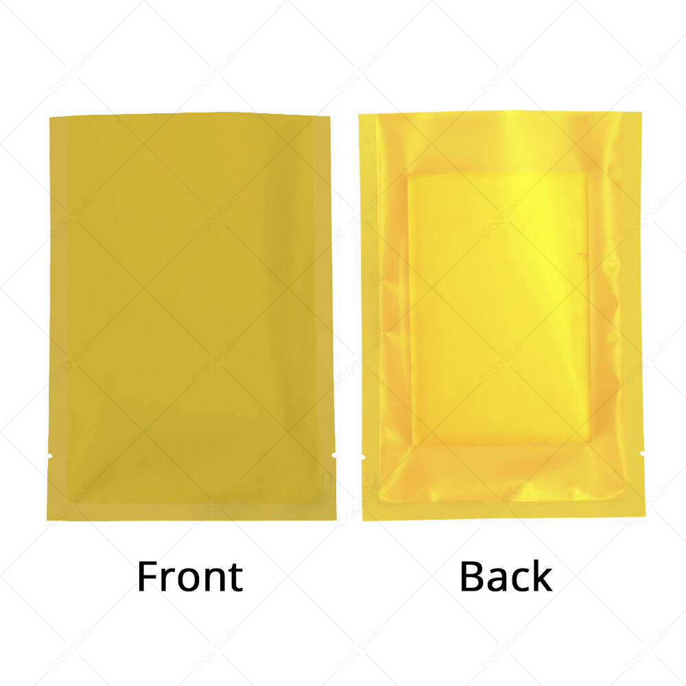 Multi-Size Matte Foil Mylar Front Gold Back Clear Flat Zip Lock Pouch Bag