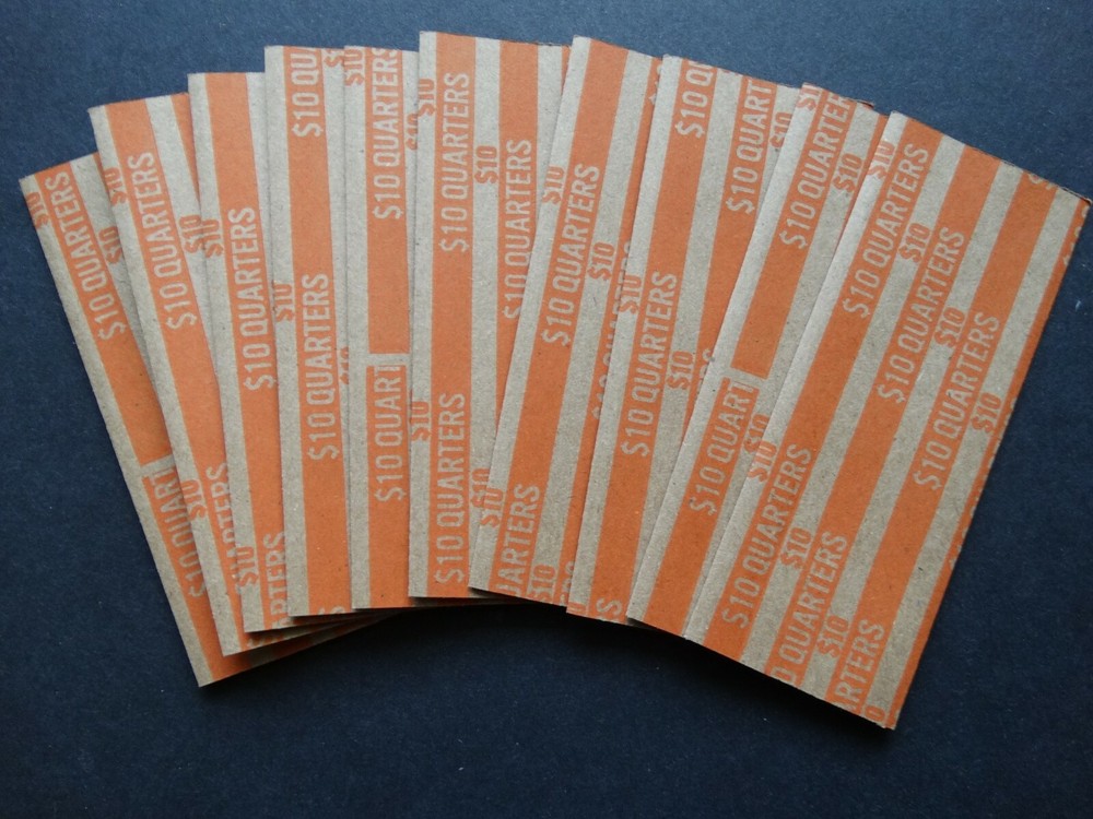 10 Quarters Coin Striped Wrappers