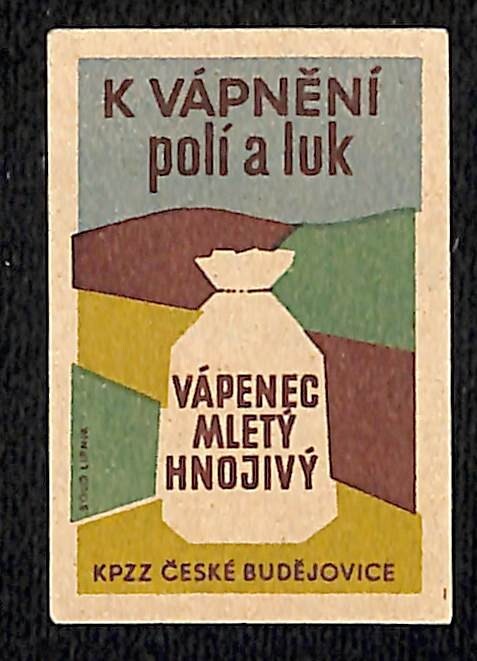 Vintage Czech Matchbox Label - Ground Limestone Fertilizer - c1960