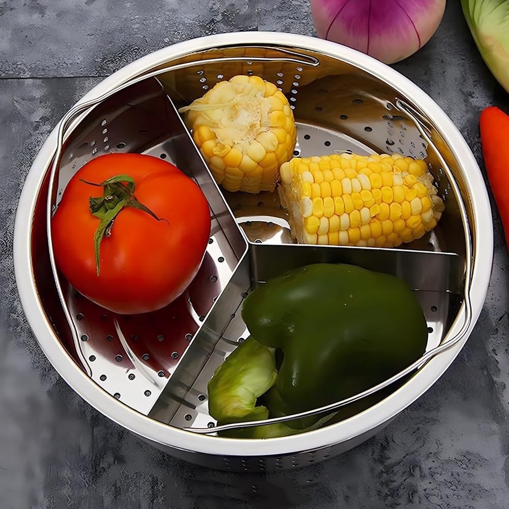 Stainless Steel Vegetable Steamer Basket, Insert Steaming Rack with Handle, Mesh