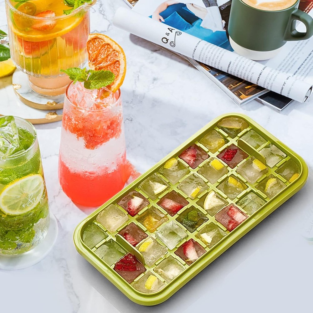 Creative Square Ice Cube Tray with Lid & Bin – Perfect Gift for Drink Lovers