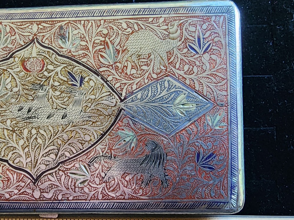 Antique 700 Silver Cigarette Case OG Straps Inside Tested+ Clasp Works