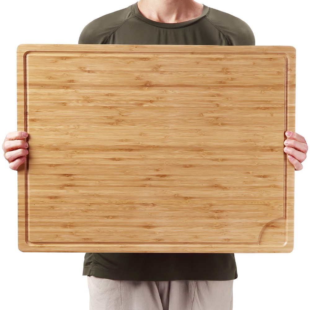 Premium Bamboo Chopping Board, Rectangular 24x18" for Vegetables, Meat & Cheese