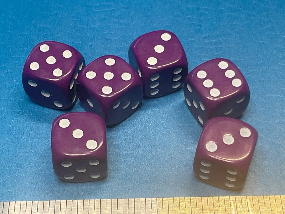 ——6——-PURPLE ROUNDED CORNER DICE ————P—6