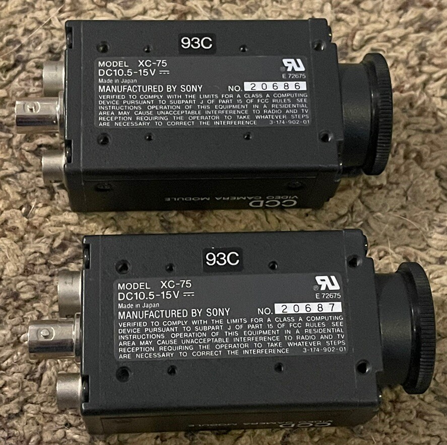 (2) Sony XC-75 CCD Industrial Video Camera Module A.N
