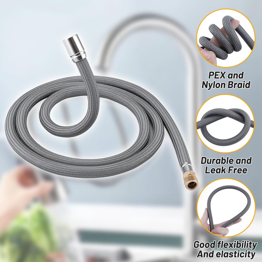 Pull Down Spray Hose Replacement Brass 59 In for Kitchen Faucet