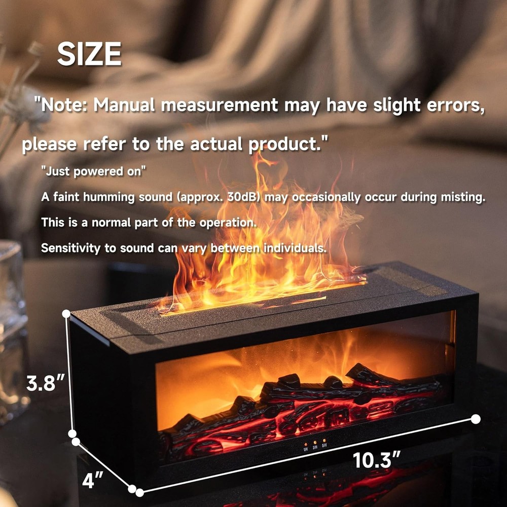 Fireplace Flame Air Diffuser Humidifier,7 Colors Aromatherapy Essential Oil Diff