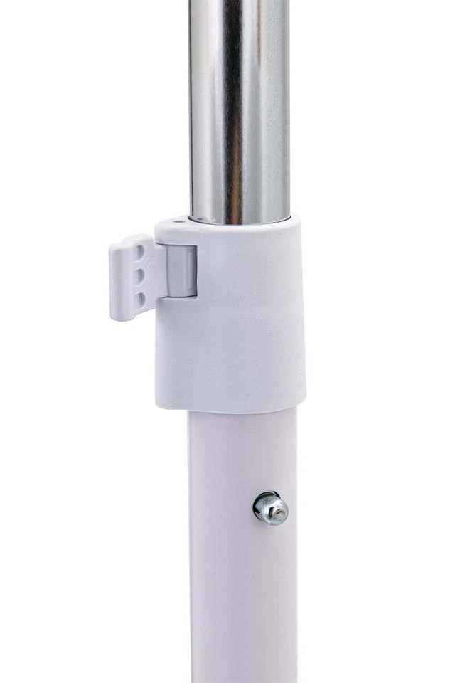 Adjustable Rolling Garment Rack Chrome White Metal Shoe Storage Space Saving NEW