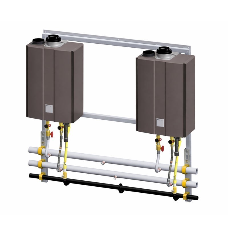 Rinnai Commercial Rack System With 2 Unit Tankless Water Heaters Wall Mount