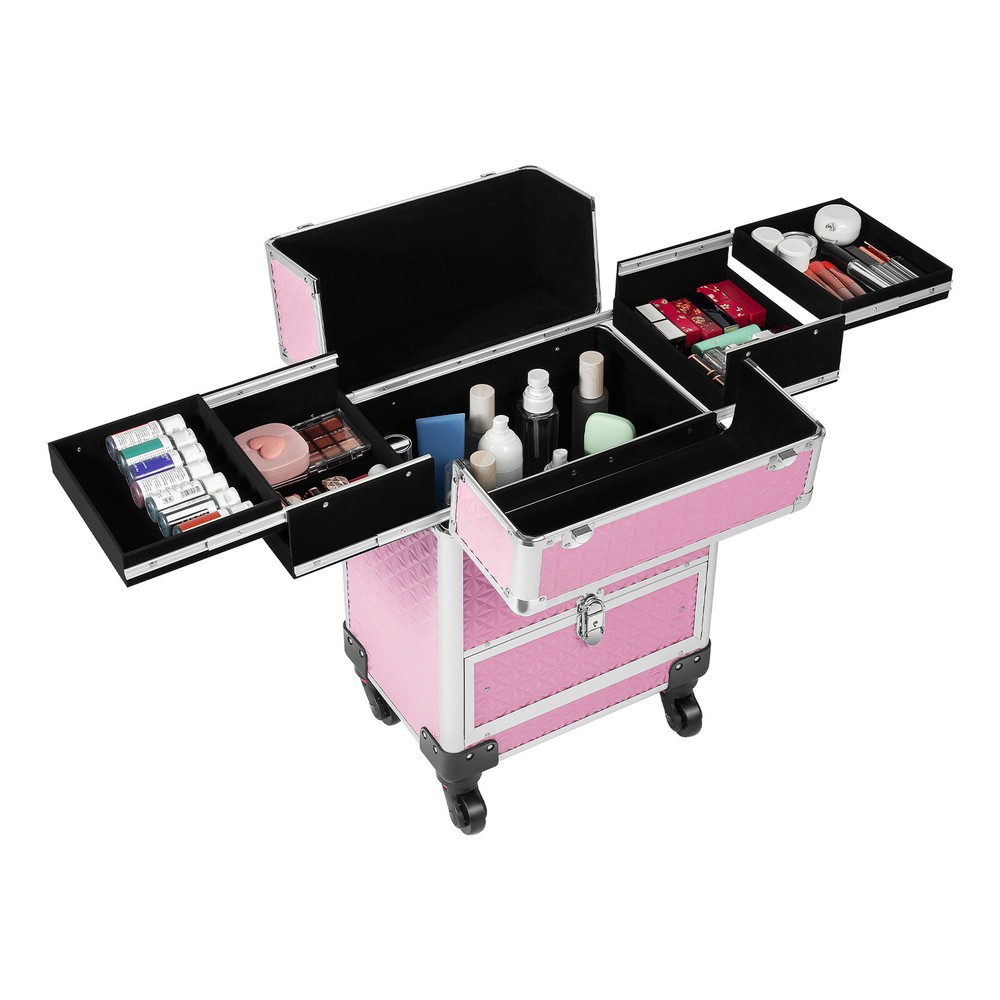 Professional Rolling Makeup Train Case Cosmetic Trolley Organizer Makeup Case