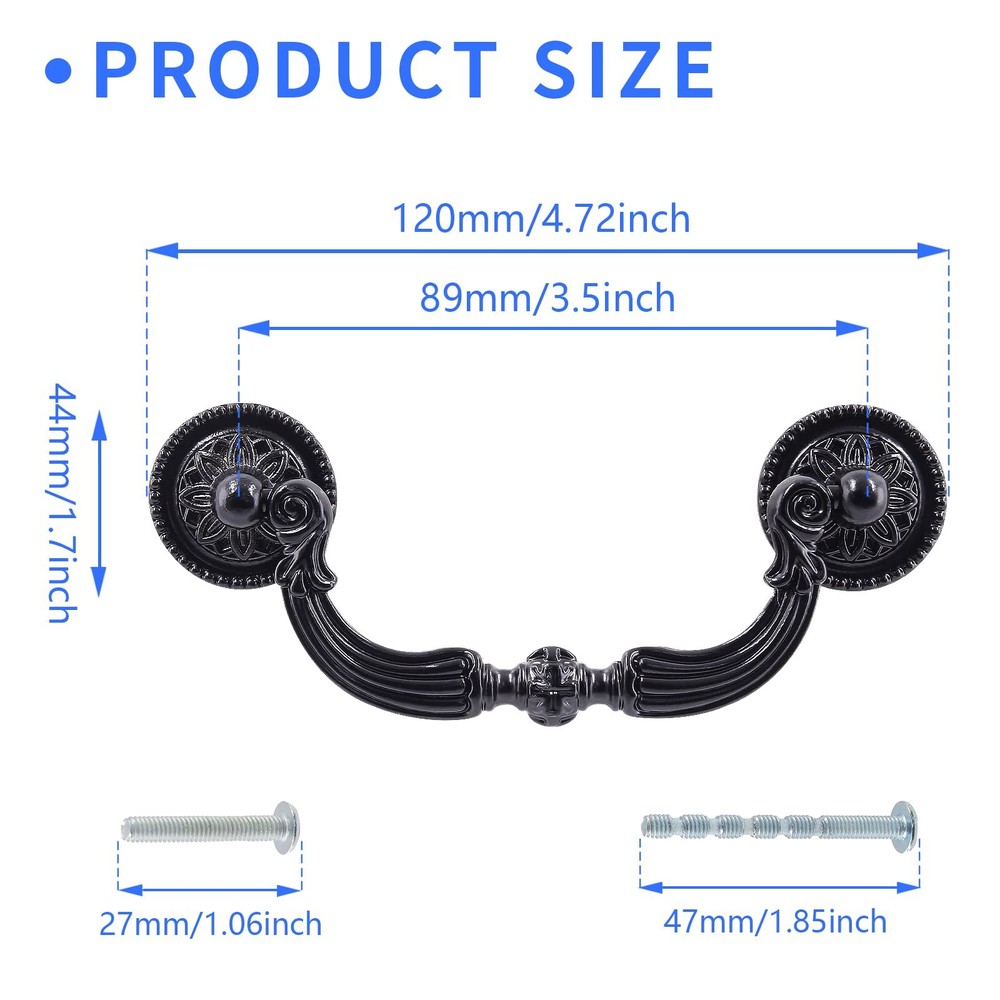 4 Pack Antique Drop Drawer Pull 3.5 Inch Hole Center Vintage Bail Pull Handle...