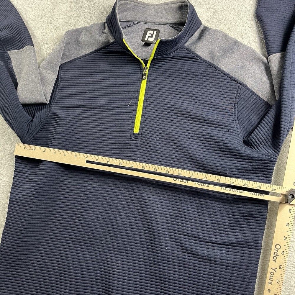 FootJoy Jacket Mens Large Blue Gray Mid-Layer Pullover 1/2-Zip Golf Course Logo