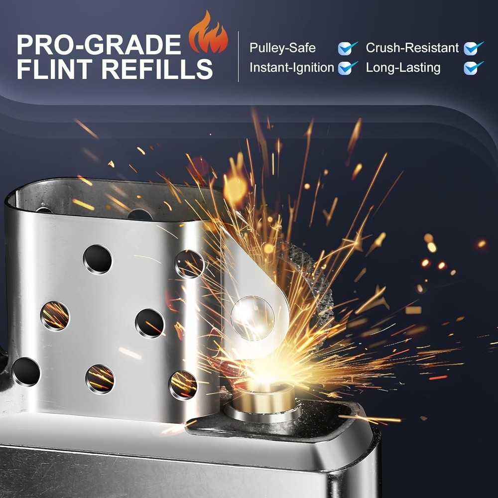 Lighter Flints 100 Pcs, Premium Flint Replacement Refills, Multi-Brand...