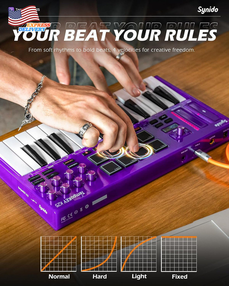 MIDI Keyboard Controller Beat Maker Machine 25 Key USB MIDI Keyboard Controller