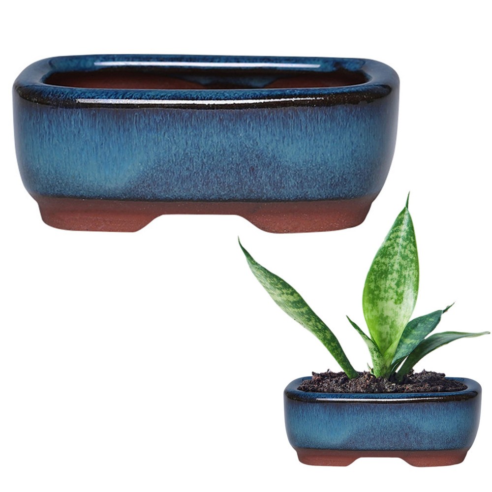 Rectangle Ceramic Garden Planter Pots with Vent Design Easy to Survive