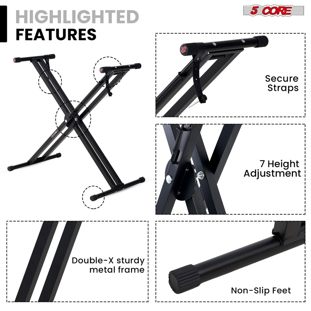 5Core Keyboard Stand Adjustable One Hand Trigger Quick Release Foldable Portable