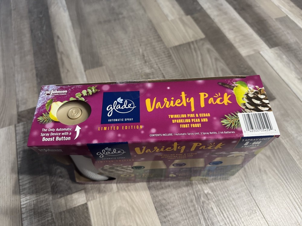 GLADE AUTOMATIC SPRAY UNIT+ 3 SPRAY REFILL VARIETY PACK LIMITED EDITION 6.2fl oz