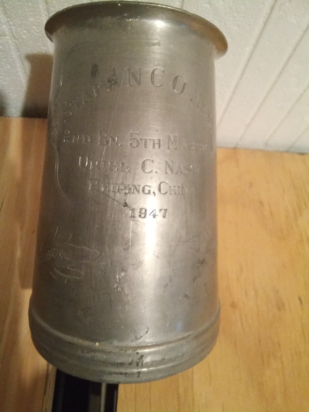 1947 Tientsin, China Named USMC/US Marine Corps Mug Lot. 1st Marine Division