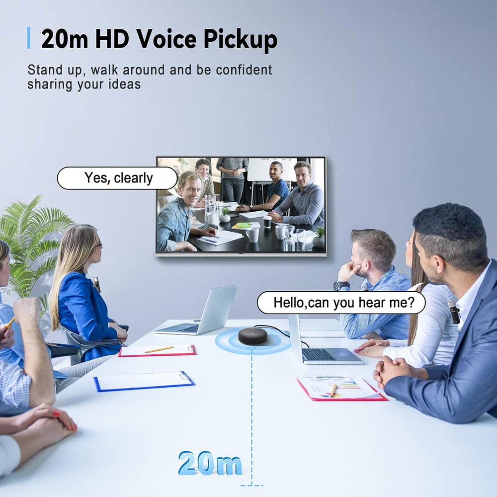 Conference Speaker and Microphone, USB Speakerphone with 10 Mics, 360° Pickup&No