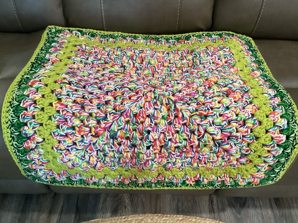 Handmade Afghan NEW & UNUSED 34” x 35” Multicolored GREAT FOR SPRING!!