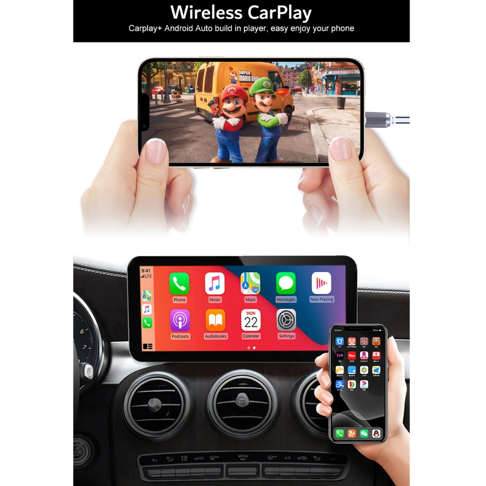 12.3'' Touch Screen Display Android 14 CarPlay For Mercedes B-Class W246 NTG4.5