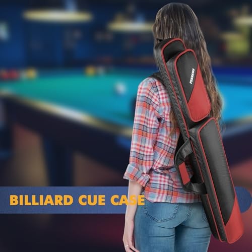 Pool Cue Case, Pool Stick Case 2x2 Holds 2 Sticks with 2 Accessory Red/Black