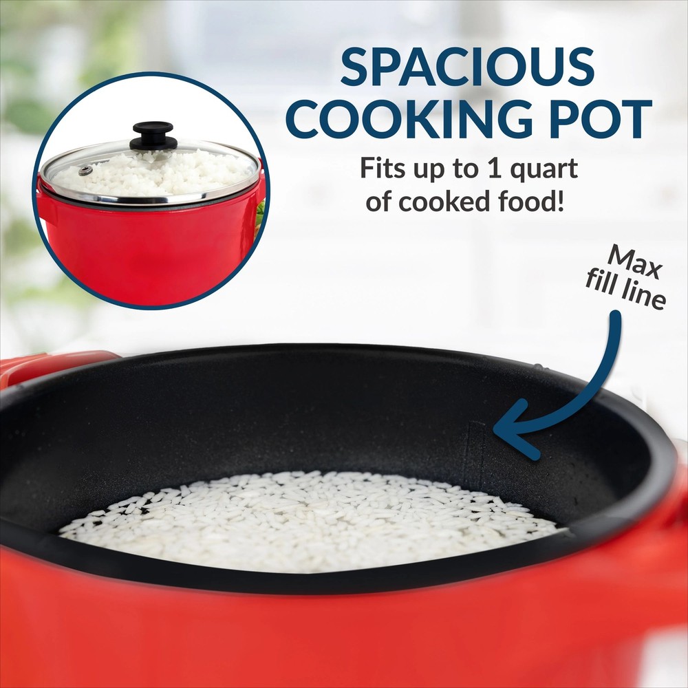 32 oz Electric Multi-Cooker Pot, 260 watts, Red