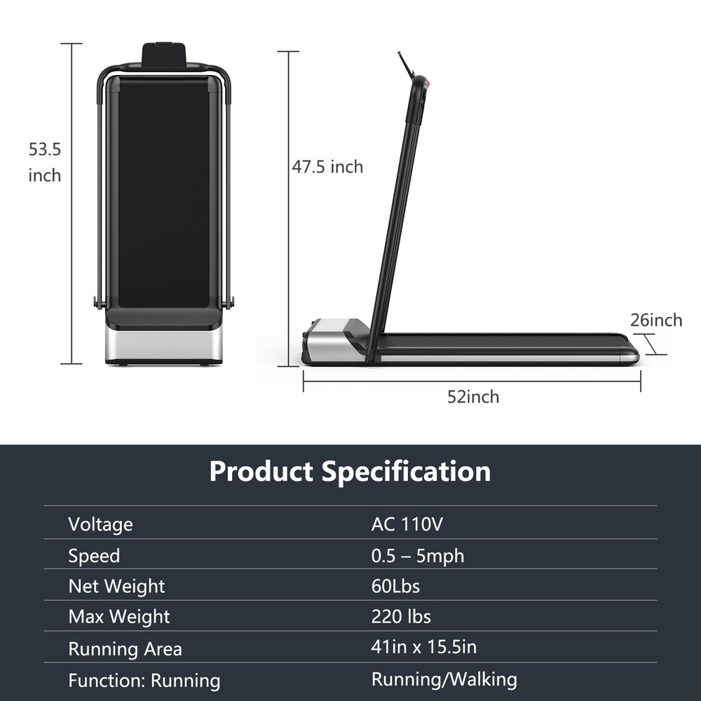 450W Ultra-thin Electric Folding Treadmill Motorized Running Jogging Machine