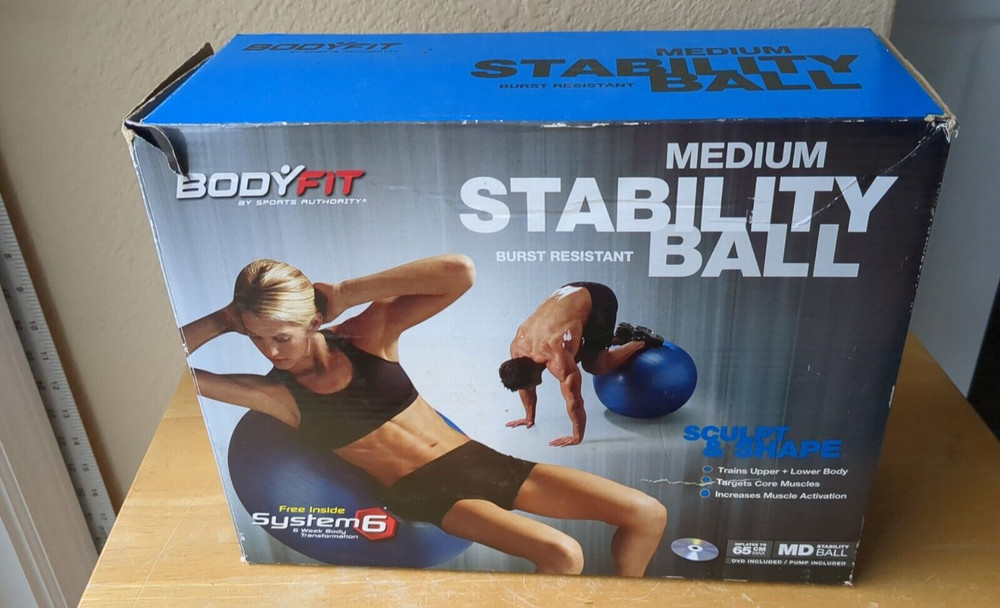 Medium Stability Ball, Body Fit, Workout Sculpt & Shape, Inflates 65cm