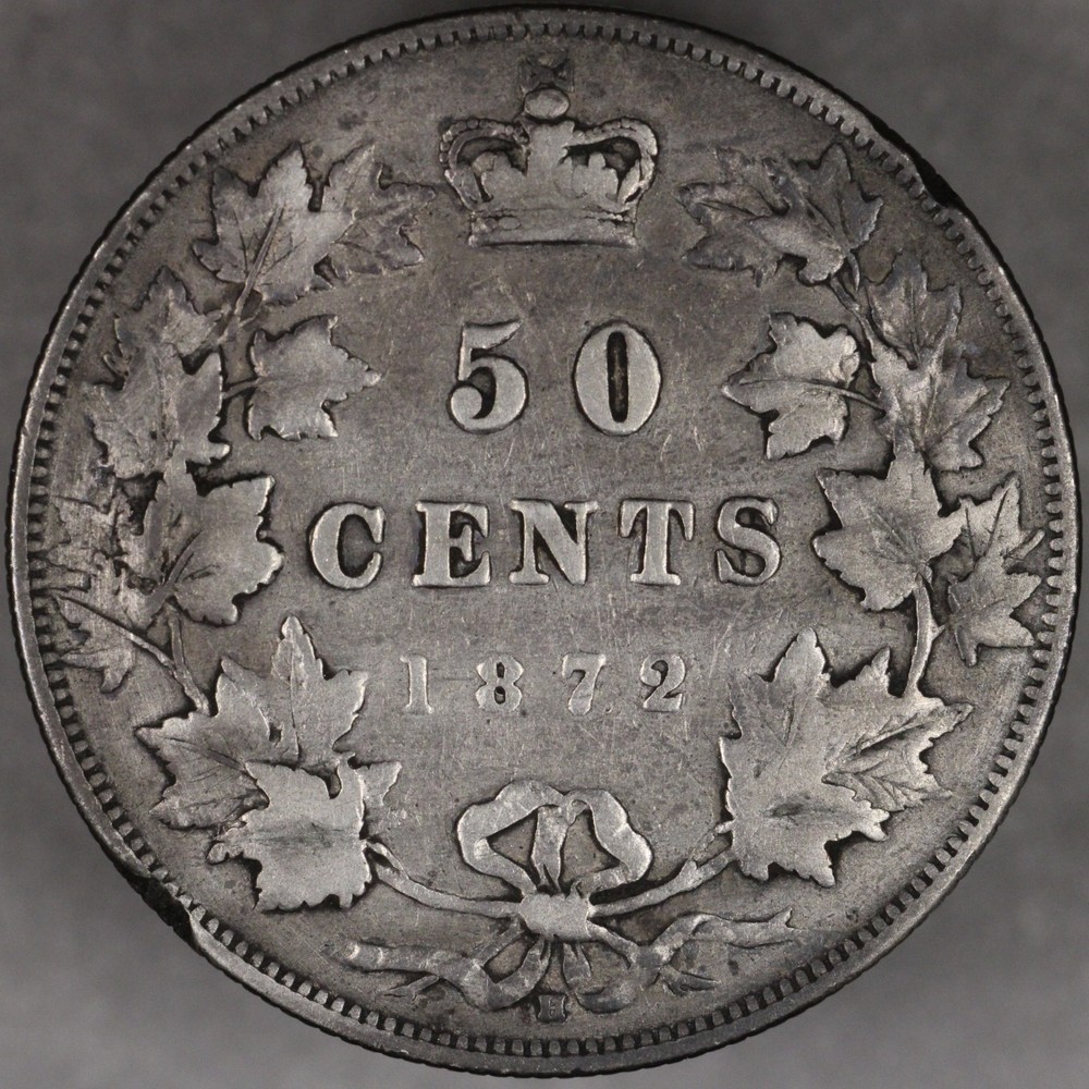 1872 H Canada Silver 50 Cents