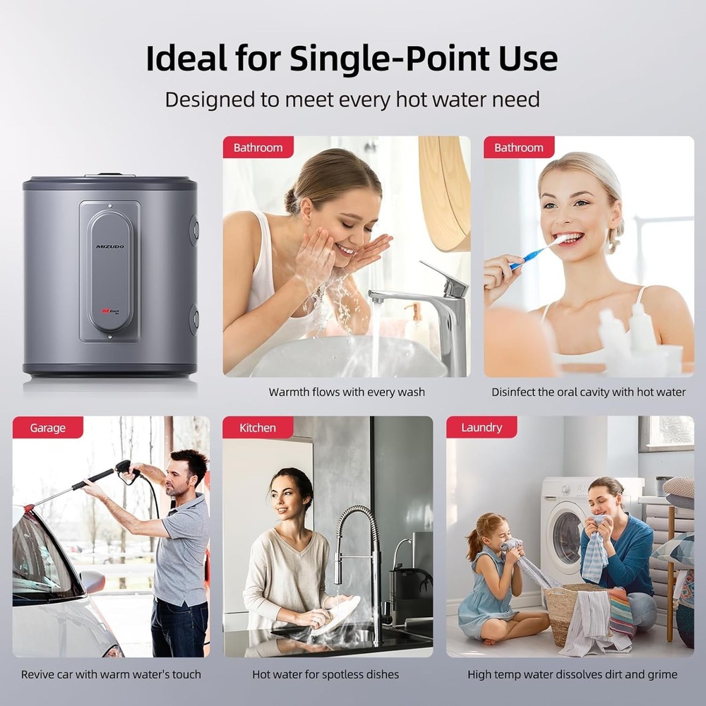 6 Gal Electric Mini Tank Water Heater 1500W Compact Storage for Under Sink, RV