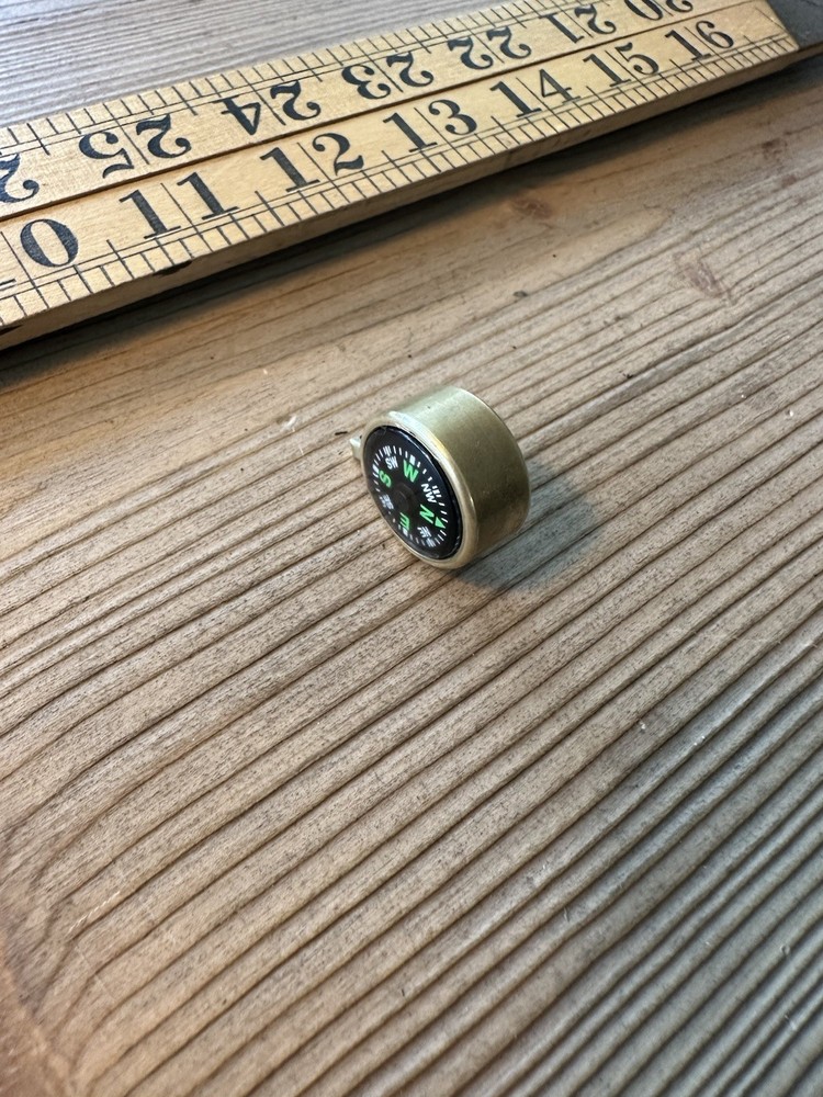 Small Solid Brass Compass Made In USA Liquid Filled Very Heavy Duty