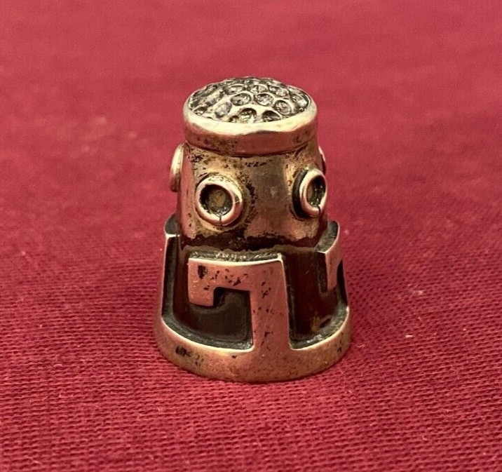 Signed Antique Brutalist Sterling Silver Sewing Thimble MCM