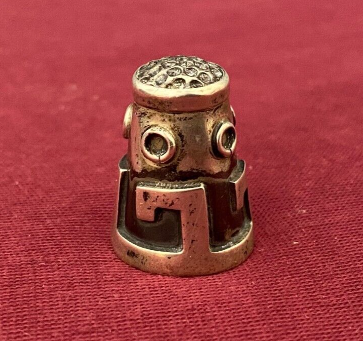 Signed Antique Brutalist Sterling Silver Sewing Thimble MCM