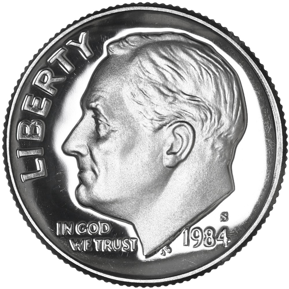 1984 S Roosevelt Dime Gem DCam Proof CN-Clad