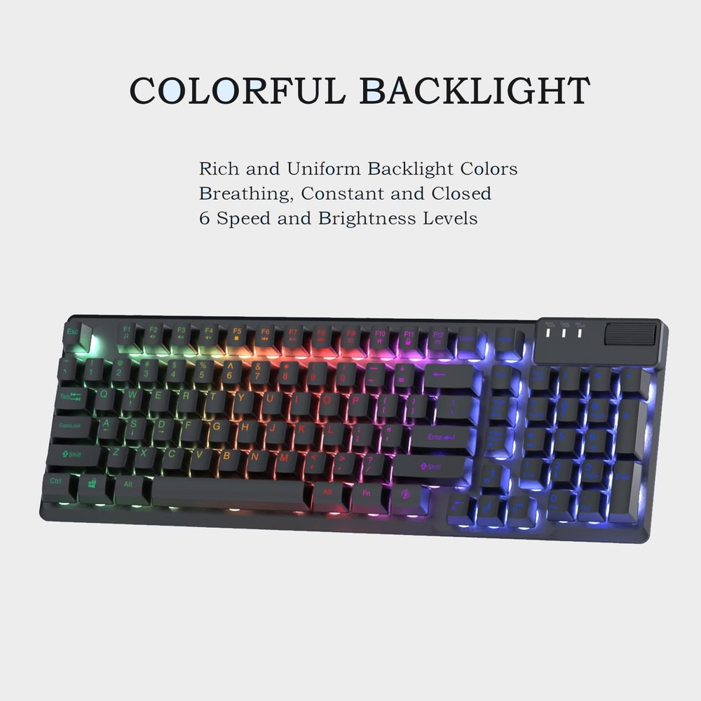 AF981 Wired 99Keys Computer Keyboard, Quite Brown Mechanical Feeling Membrane Ga
