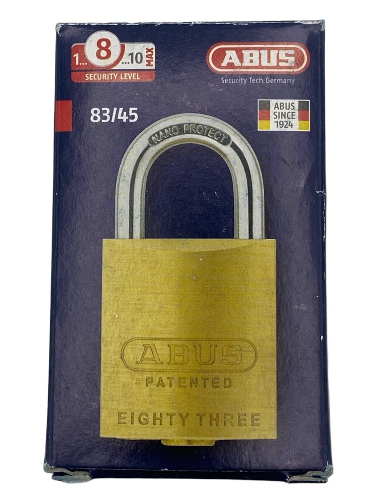 ABUS 83/45 Solid Brass Padlock w/ Key OB #900 In Box New