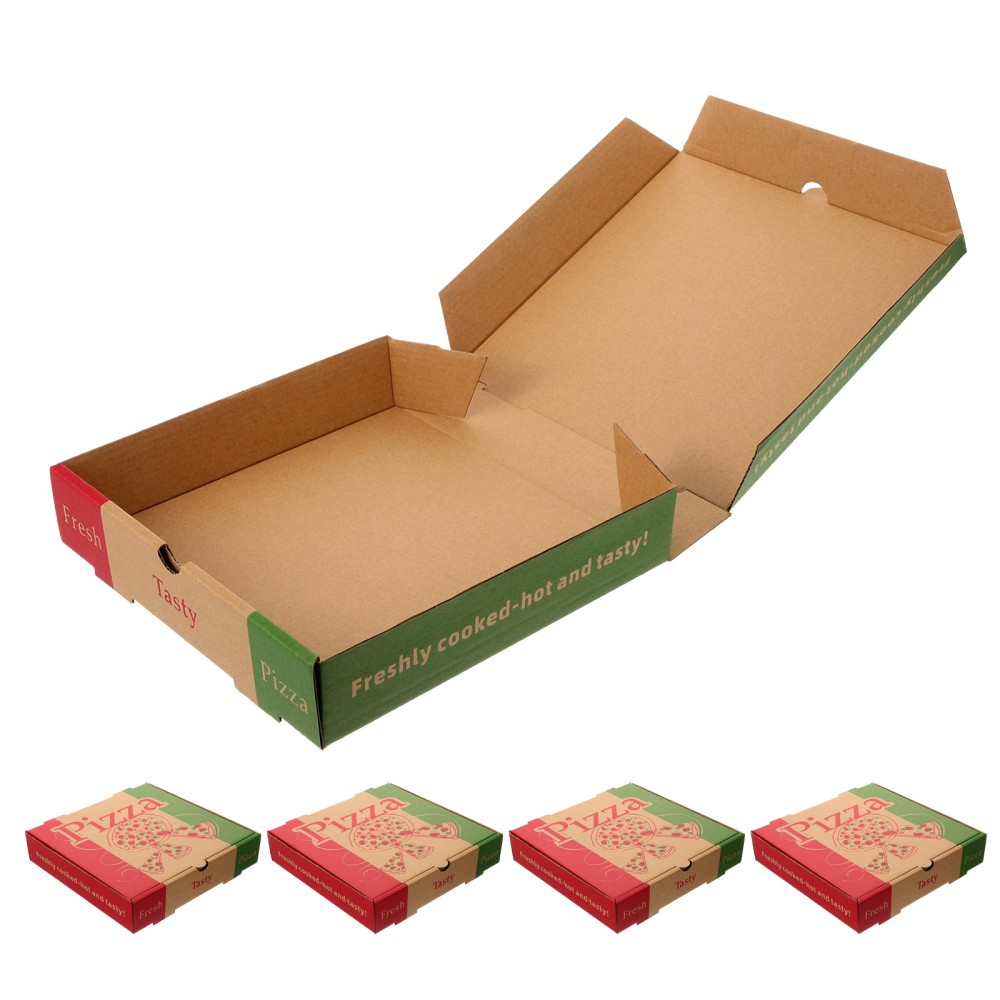 5 Pcs Pizza Packaging Box Boxes Folding Food Takeaway Containers Bakery
