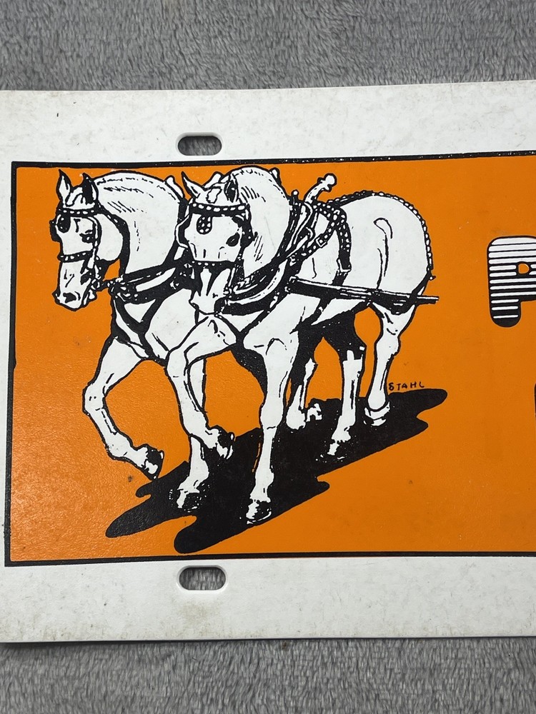 Vintage Novelty License Plate Pulling Ponies Work Horses Plastic