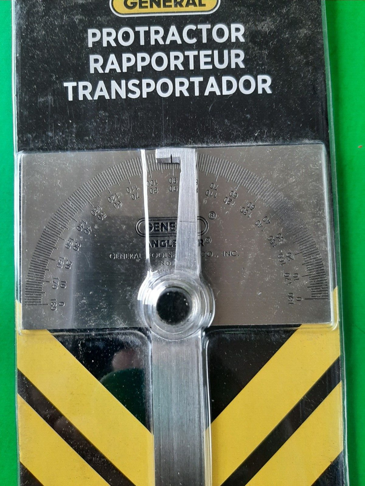 NEW GENERAL TOOLS No. 17 STAINLESS STEEL SQUARE HEAD PROTRACTOR