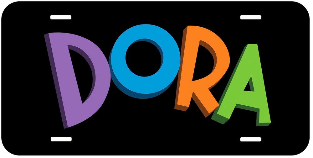 Dora Black Aluminum Car License Plate