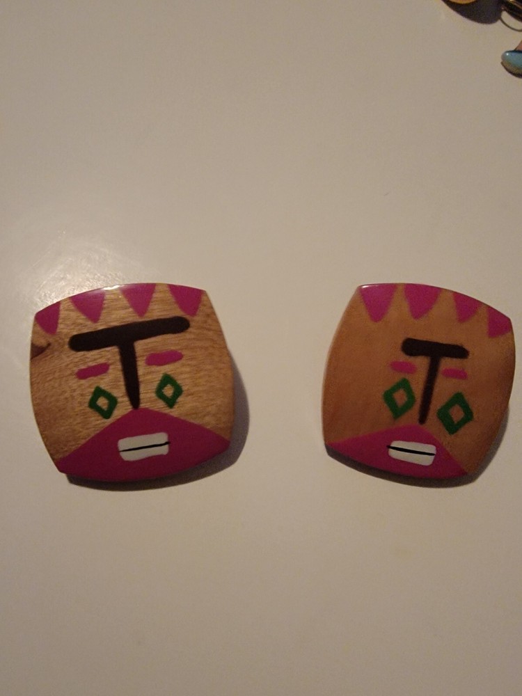 Wooden Handcrafted Stud Earrings Hand Painted African?