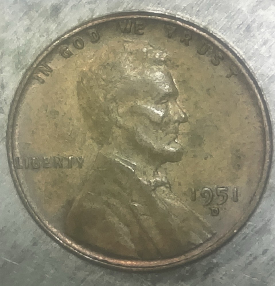 1951D Lincoln Cent DDO & Die Crack Reverse