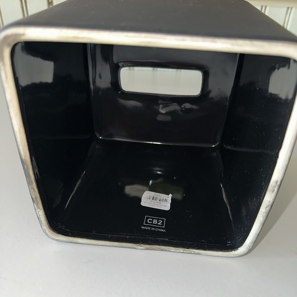 CB2 Matte Black Ceramic Tissue Box Holder Cover