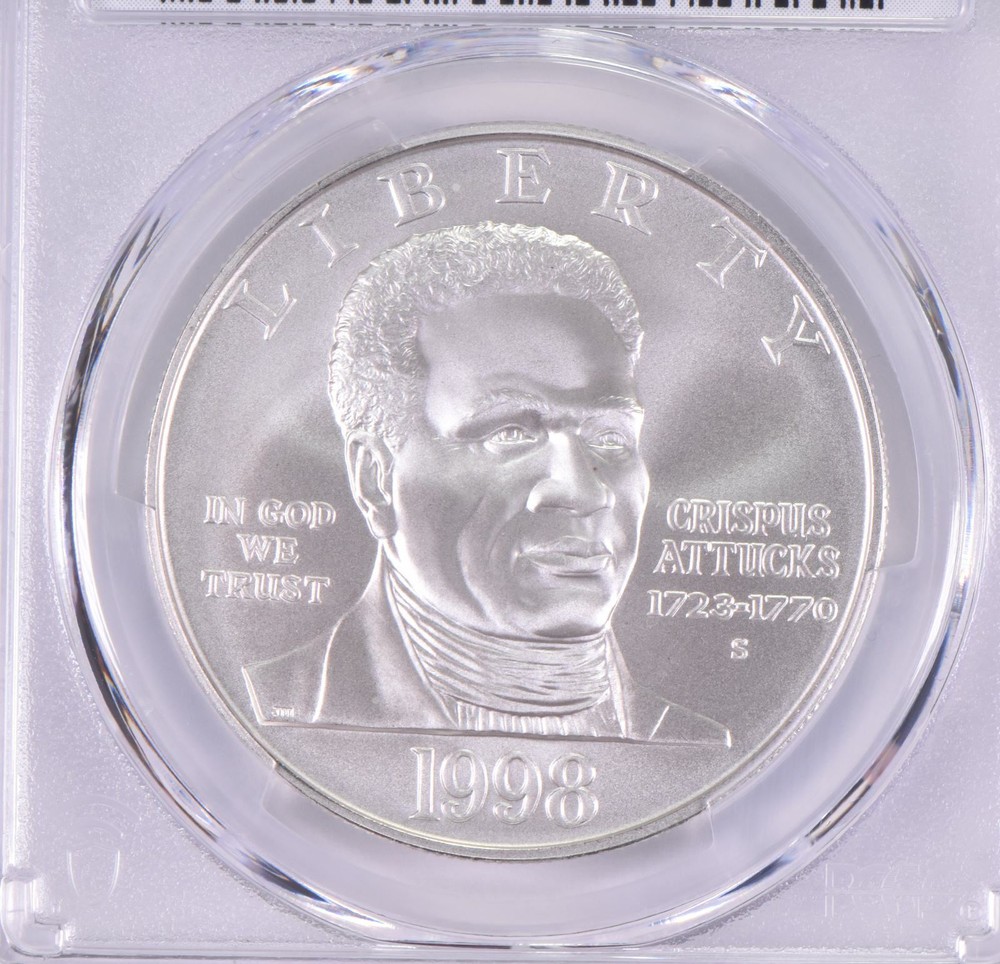 MS70 1998-S Black Patriot Commemorative Silver Dollar PCGS